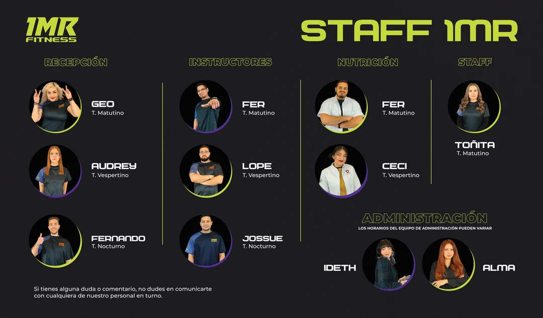 Staff de 1MR Fitness